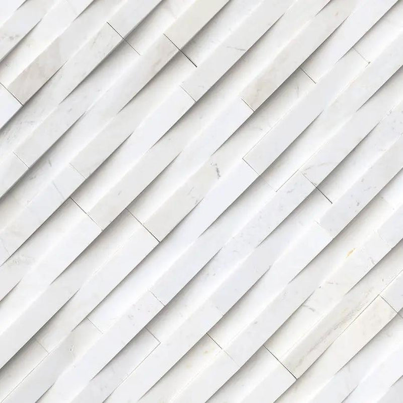 Cosmic White 3d Wave Split Face Marble Pavers 6x18 by MSI Surfaces
