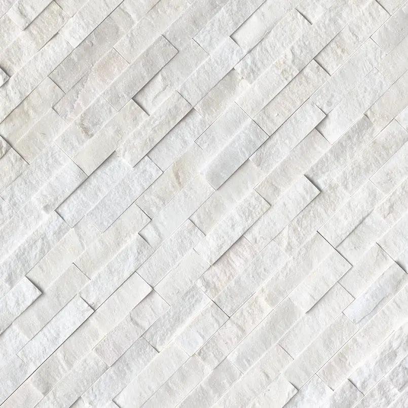 Cosmic White Split Face Marble Pavers 6x24 angled view