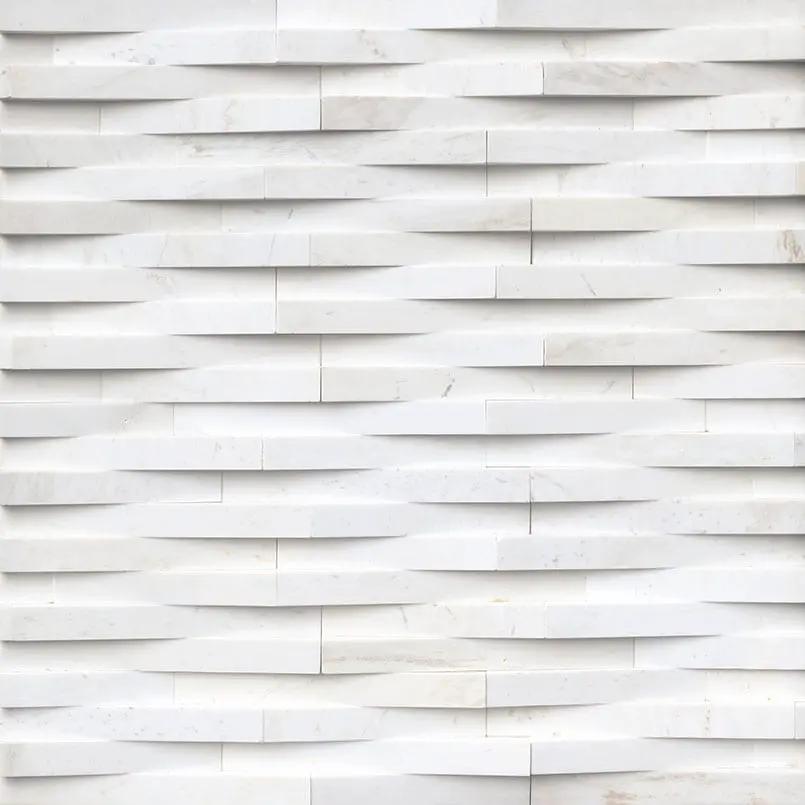 Cosmic White 3d Wave Split Face Marble Pavers 6x24 by MSI Surfaces