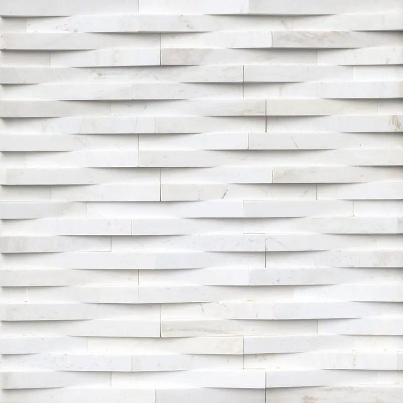 Cosmic White 3d Wave Split Face Marble Pavers 6x24 by MSI Surfaces