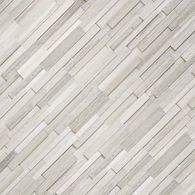 Gray Oak 3d Honed Marble Pavers 6x24 angled view