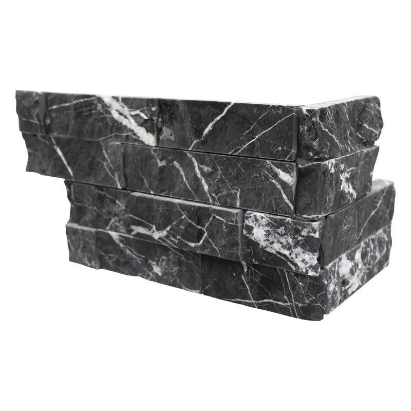 Marquina Nero Split Face Marble Pavers 6x18 close up