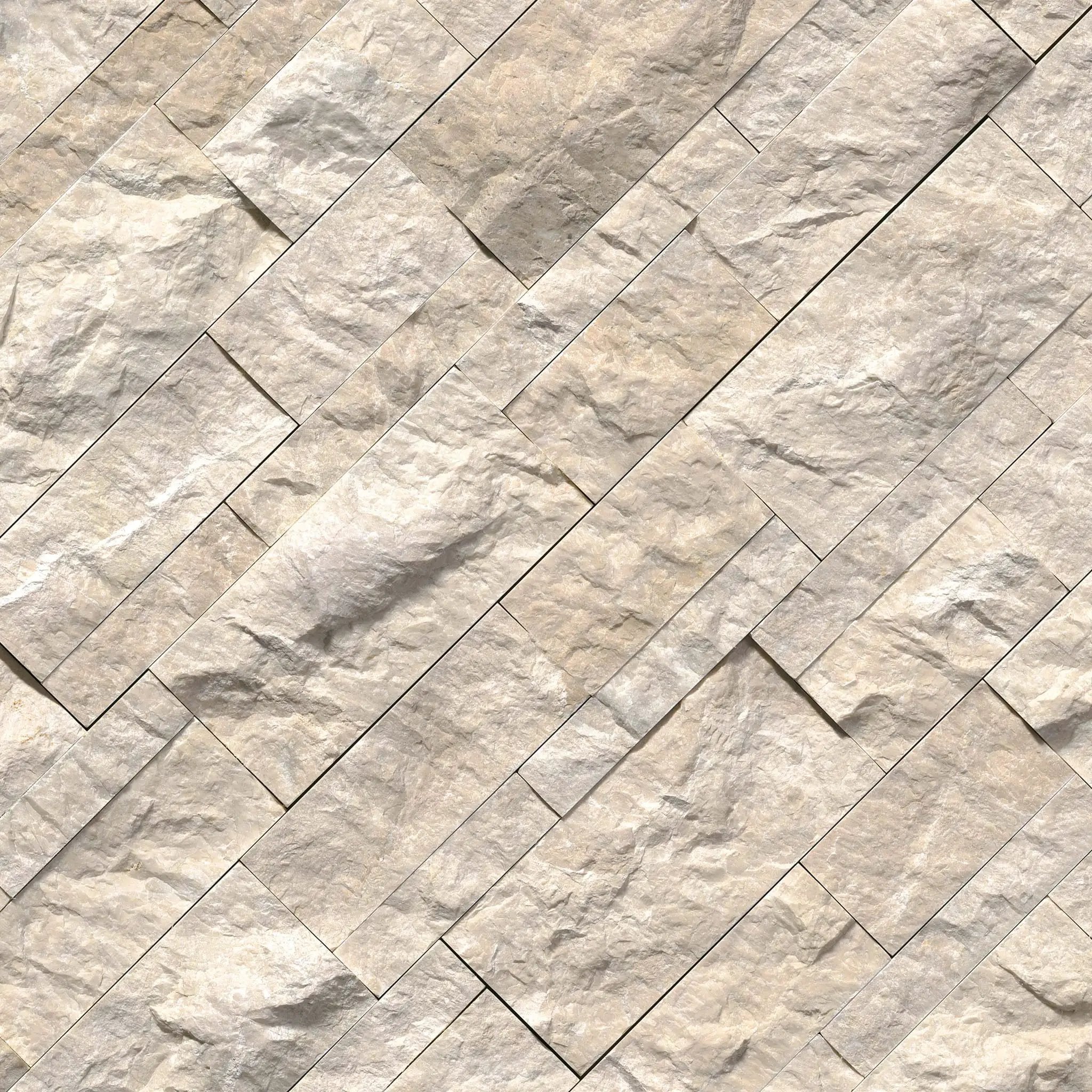 Royal Cream Split Face Marble Pavers 9x24 angled view