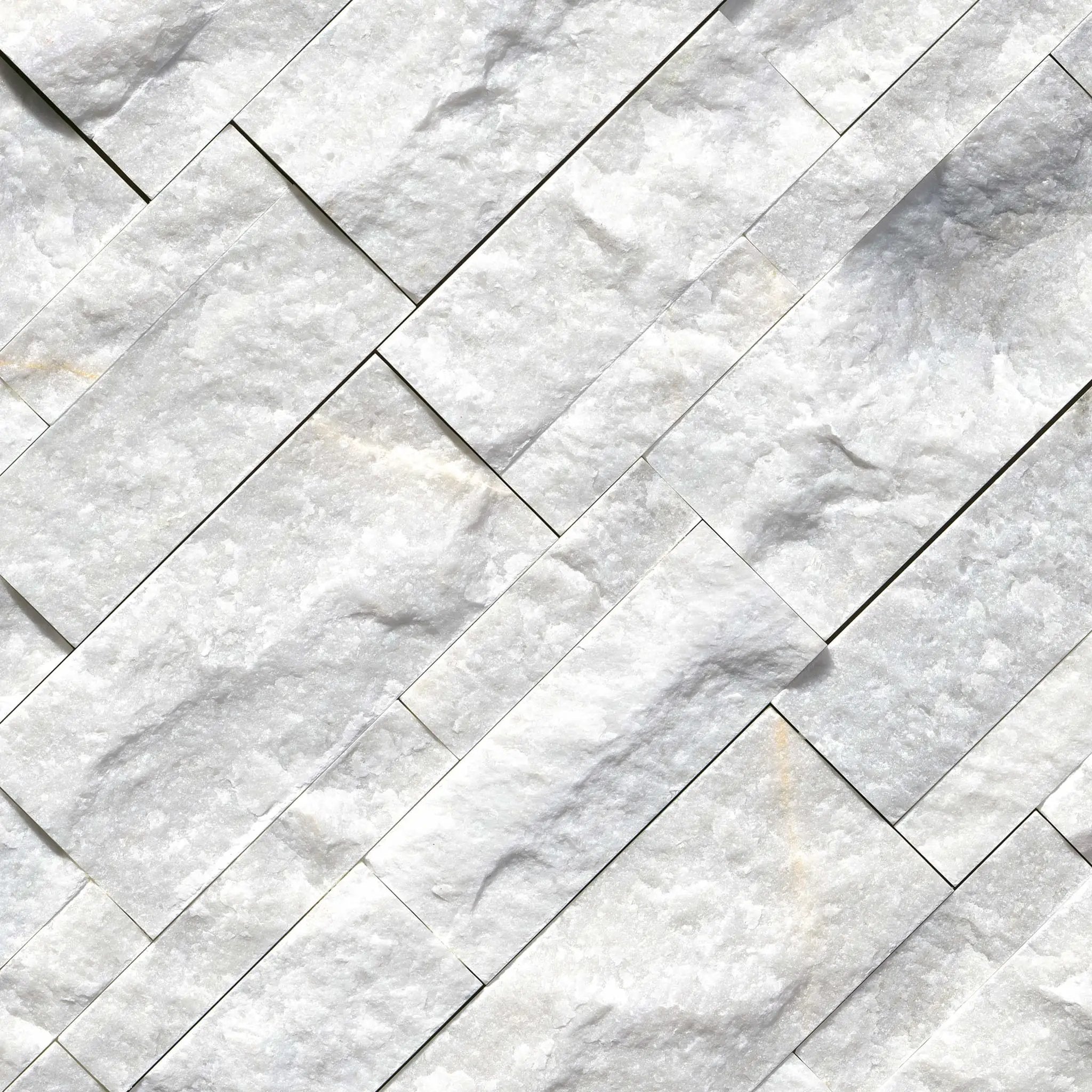 Sierra White Split Face Marble Pavers 9x24 angled view