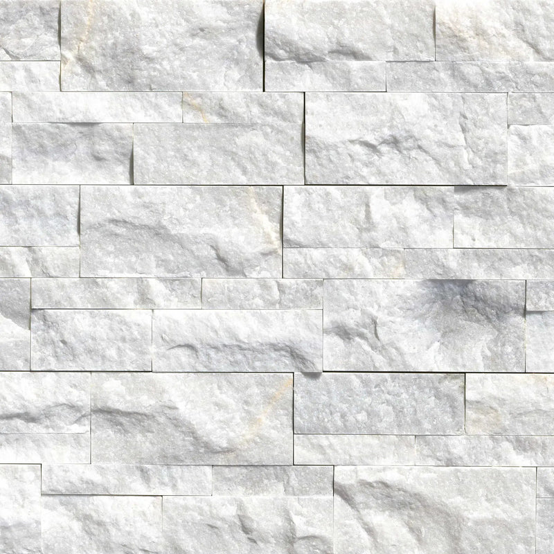 Sierra White Split Face Marble Pavers 9x24 close up