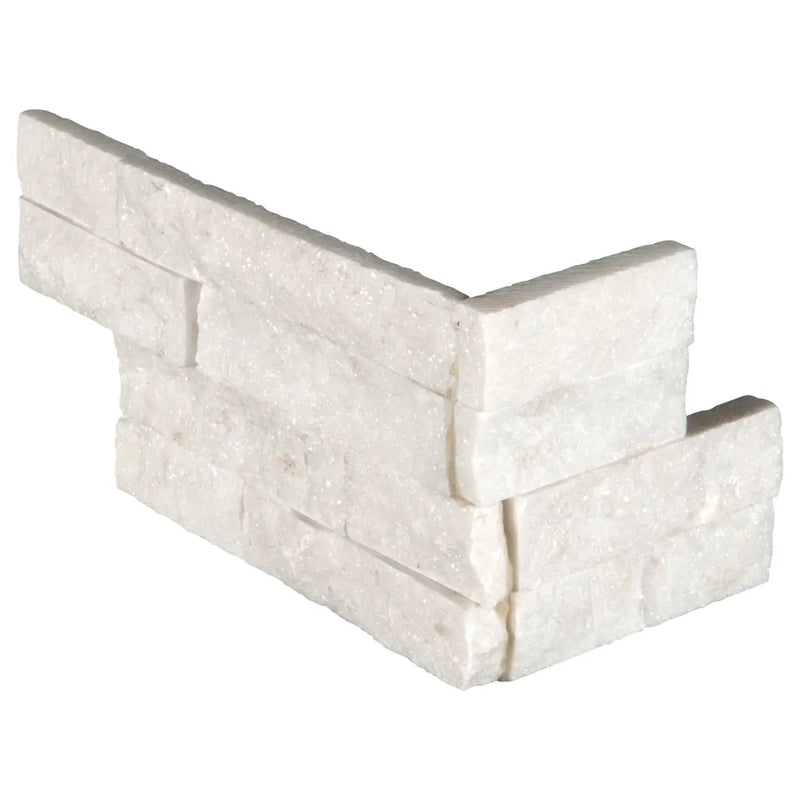 Arctic White Split Face Corner Marble Pavers 6x12 close up