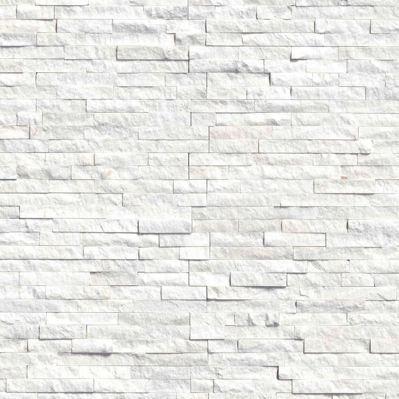 Arctic White Split Face Marble Pavers 6x24 close up