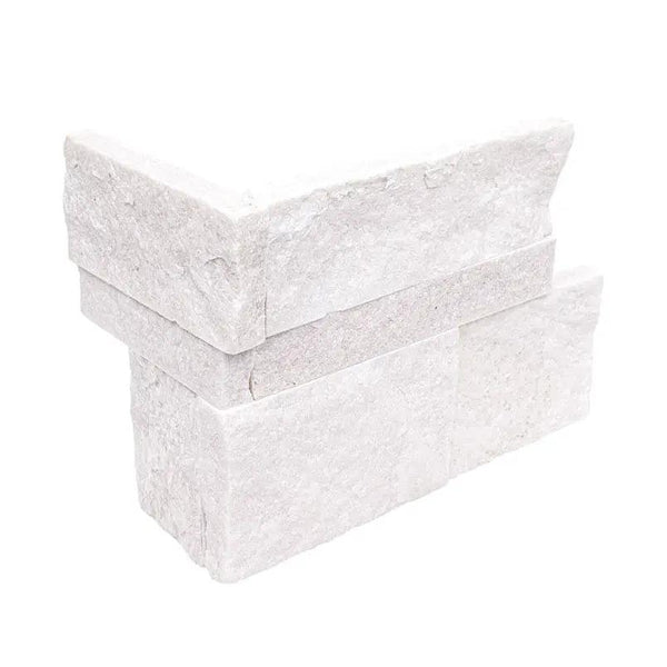 Arctic White Xl Split Face Corner Quartzite Ledger Panel 9x12