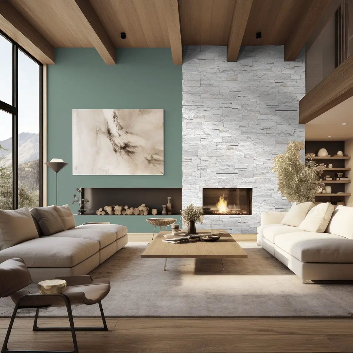 Arctic White Xl Split Face Quartzite Pavers 9x24 in a finished room