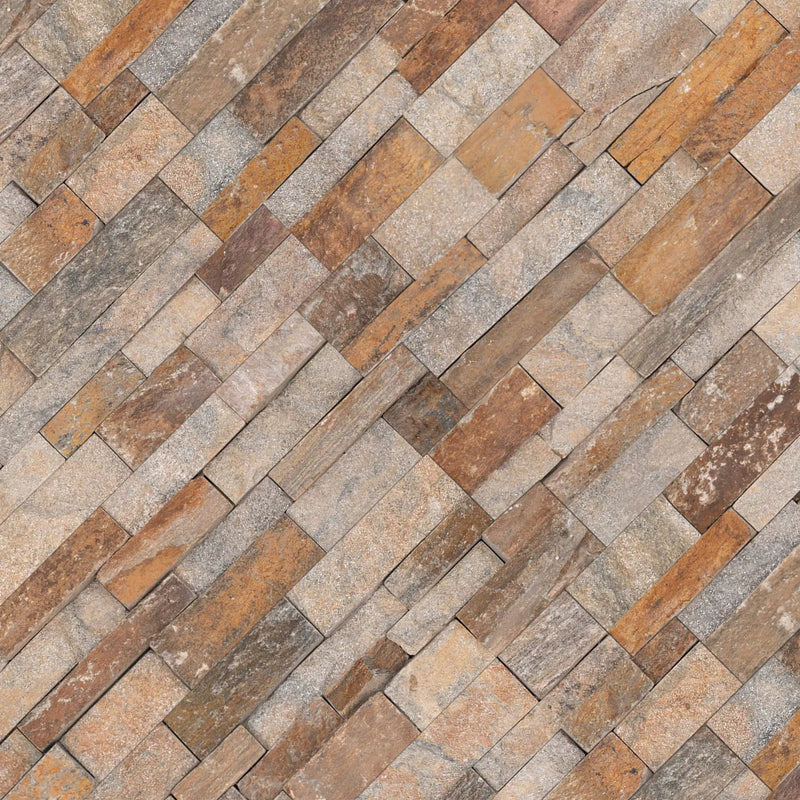Canyon Creek Split Face Quartzite Pavers 6x24 angled view