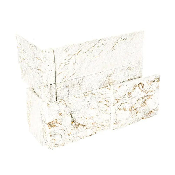 Royal White Xl Split Face Corner Quartzite Ledger Panel 9x12