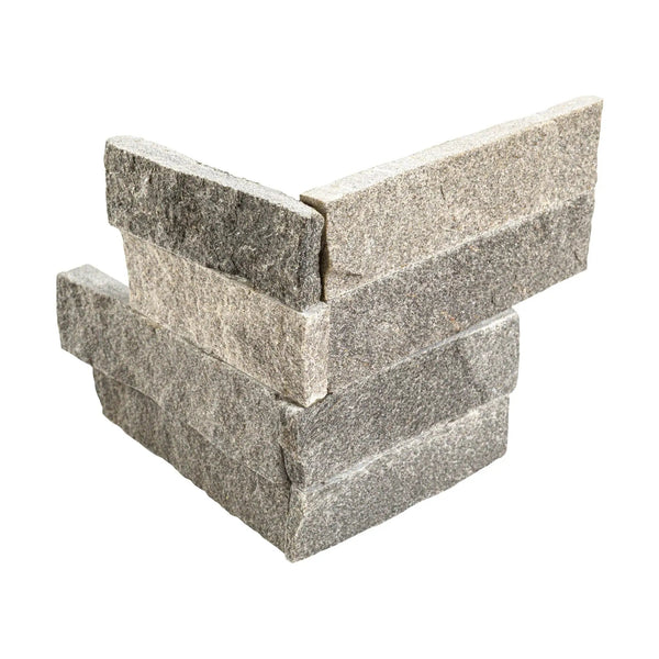Sedona Grey Split Face Corner Quartzite Ledger Panel 6x6