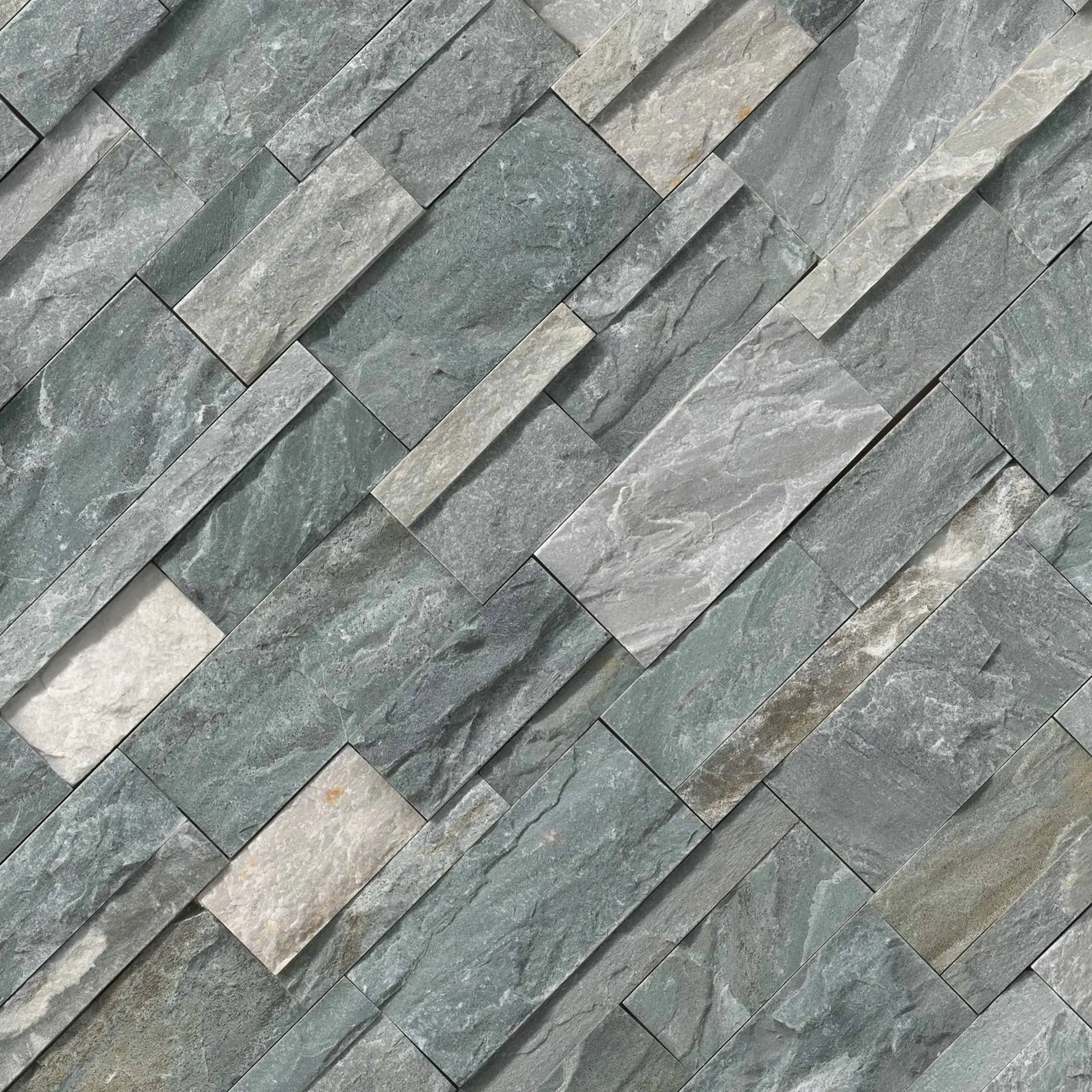Sierra Blue Xl Split Face Corner Quartzite Pavers 9x12 angled view