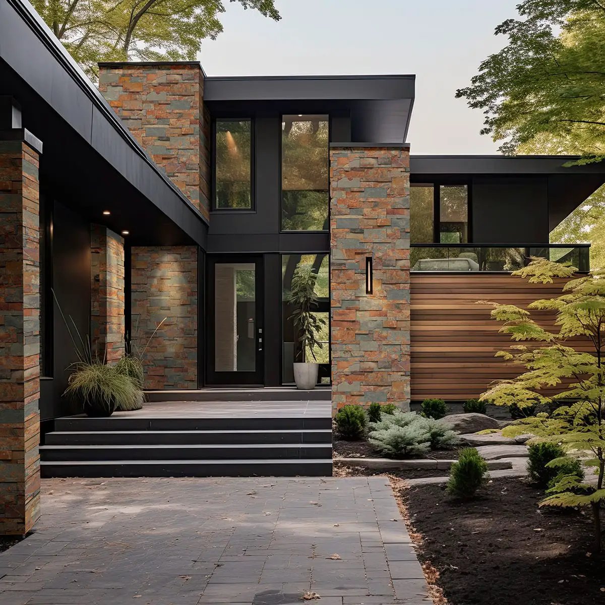 California Gold Xl Split Face Slate Pavers 9x12 in a finished room