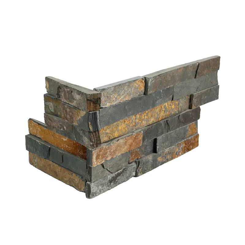 Gold Rush Split Face Corner Slate Pavers 6x12 close up