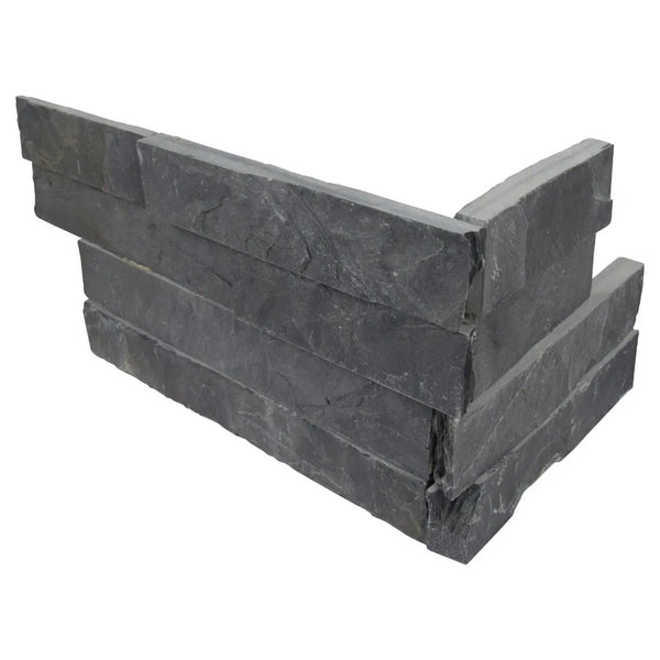 Premium Black Split Face Corner Slate Pavers 6x18
