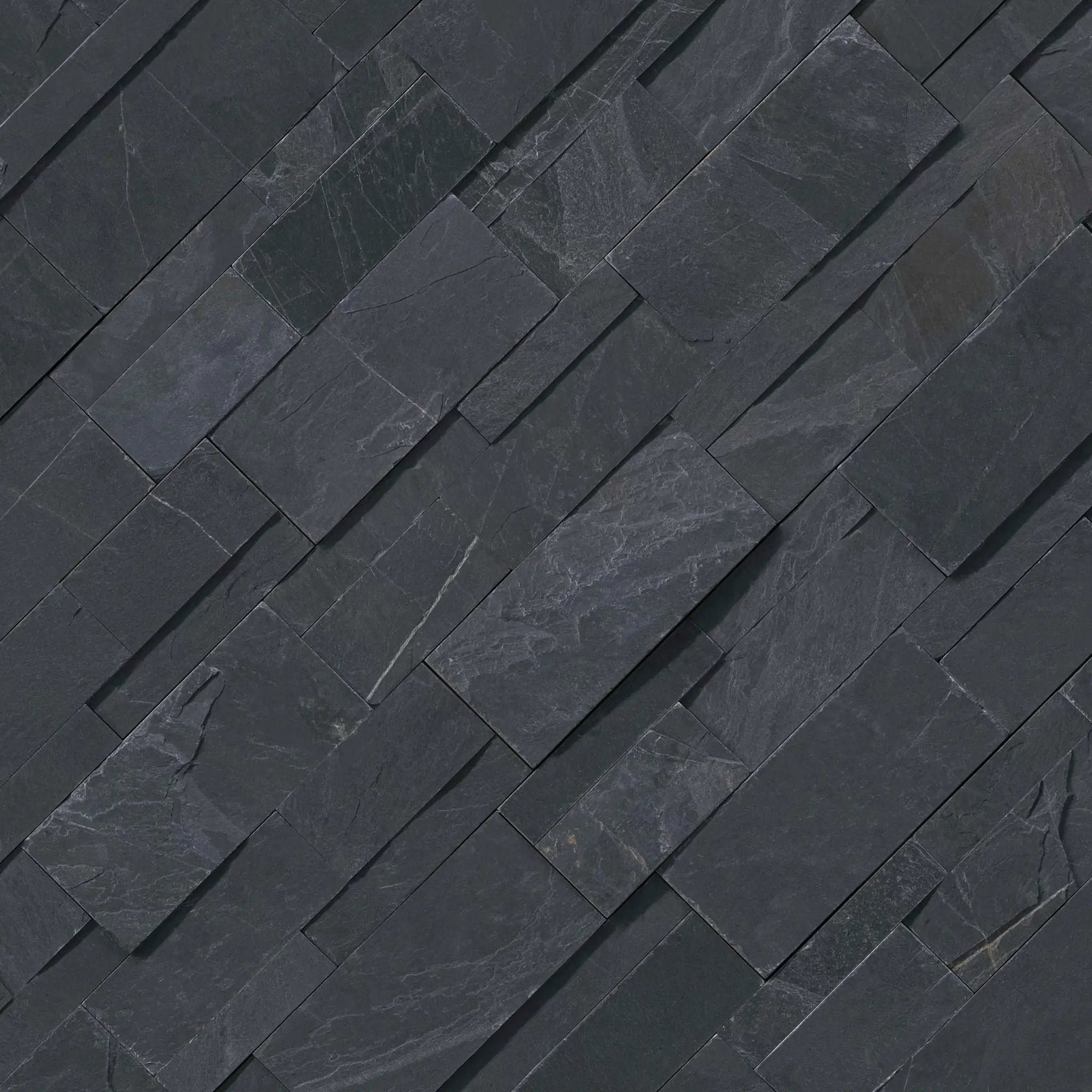 Premium Black Xl Split Face Slate Pavers 9x24 angled view