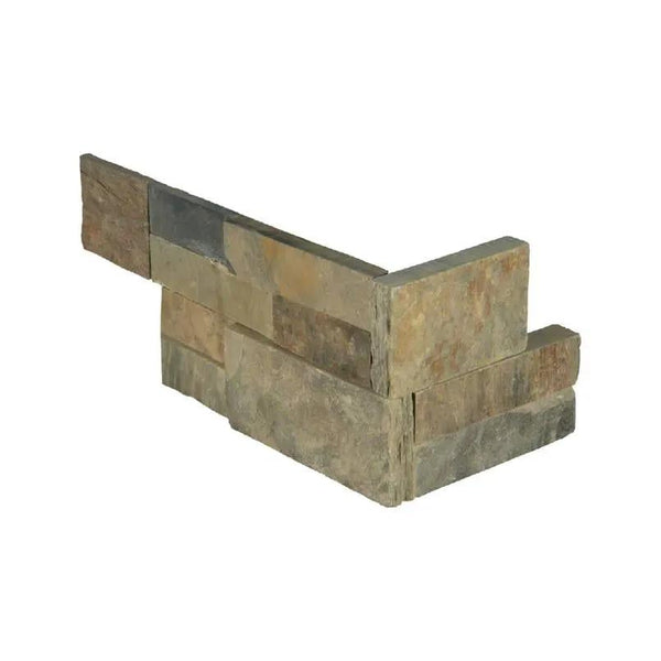 Rustic Gold Split Face Corner Slate Pavers 6x12