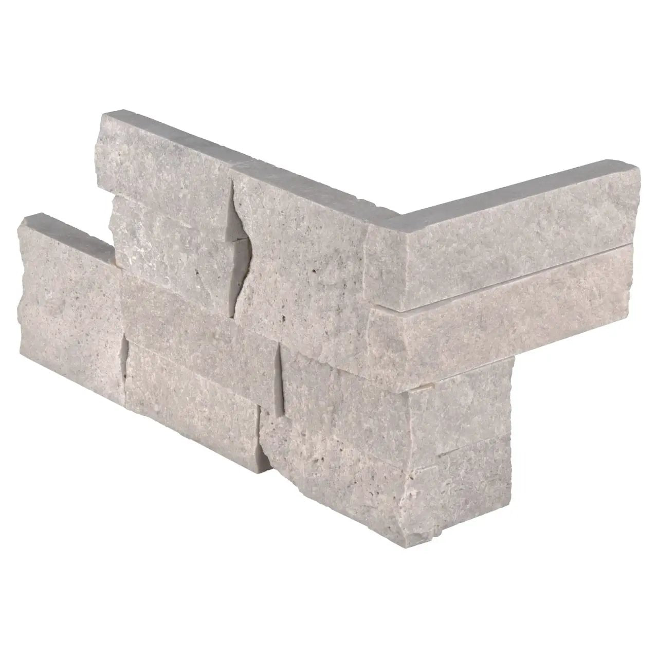 Iceland Gray Split Face Corner Travertine Pavers 6x12 close up