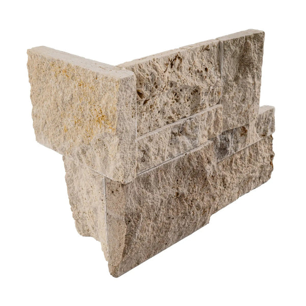 Philadelphia Split Face Corner Travertine Pavers 9x18