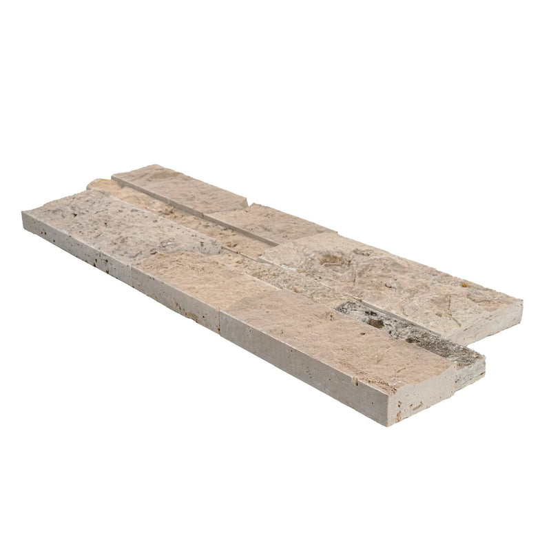 Philadelphia Split Face Travertine Pavers 9x24 angled view