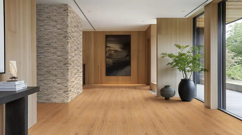 Roman Beige Xl Split Face Travertine Pavers 9x24 in a finished room