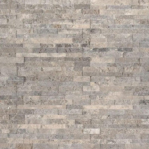 Silver Travertine Split Face Ledger Panel 4.5x16