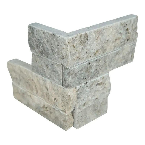 Silver Travertine Split Face Ledger Panel