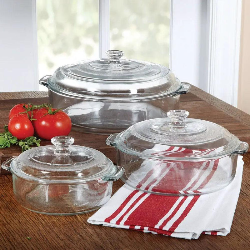 6-Piece Round Glass Casserole Cookware Bakeware Set with Lids by HomePacific