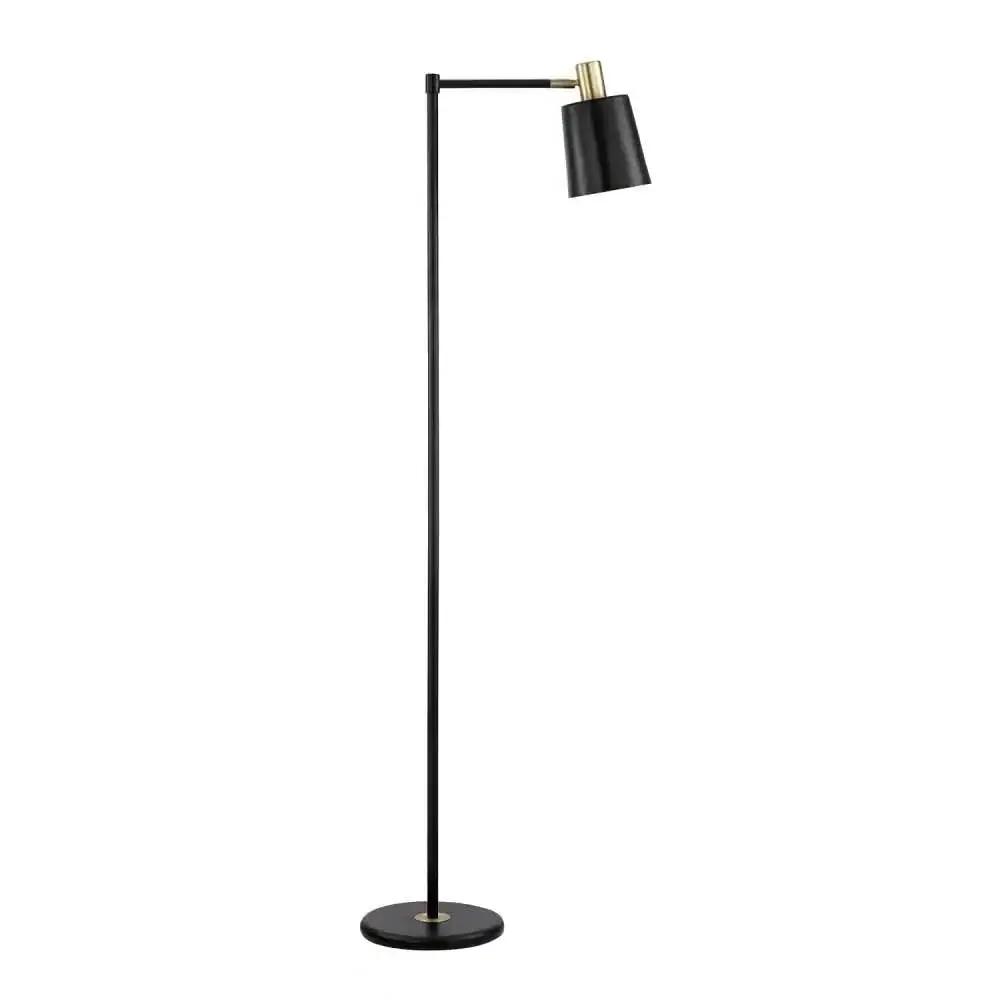 60-inch Industrial Modern Black Metal Floor Lamp with Gold Accents by HomePacific