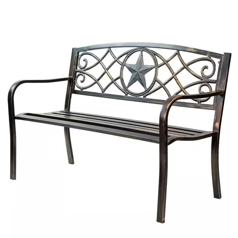 Powder Coated Steel 4-ft. Outdoor Patio Garden Bench in Bronze Metal Finish by HomePacific