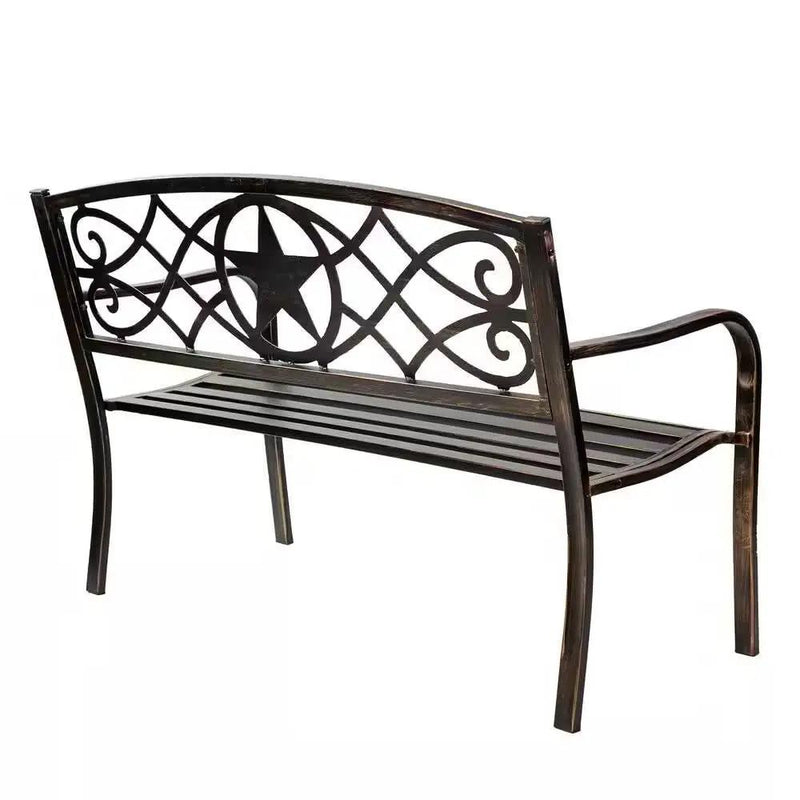 Powder Coated Steel 4-ft. Outdoor Patio Garden Bench in Bronze Metal Finish by HomePacific