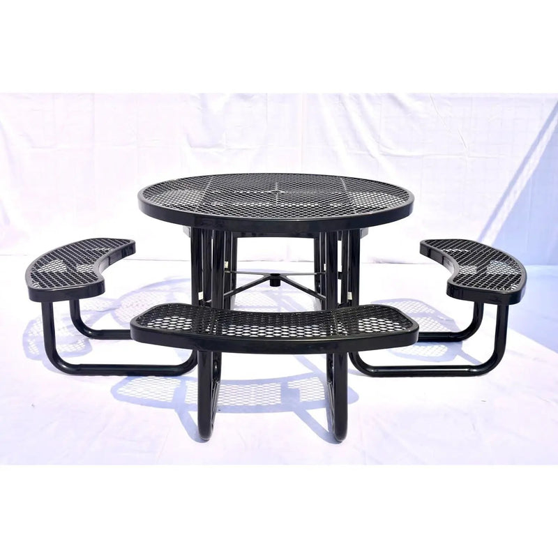 Heavy Duty Steel Metal Round Picnic Table w/ 4 Benches Outdoor Patio Dining Set by HomePacific