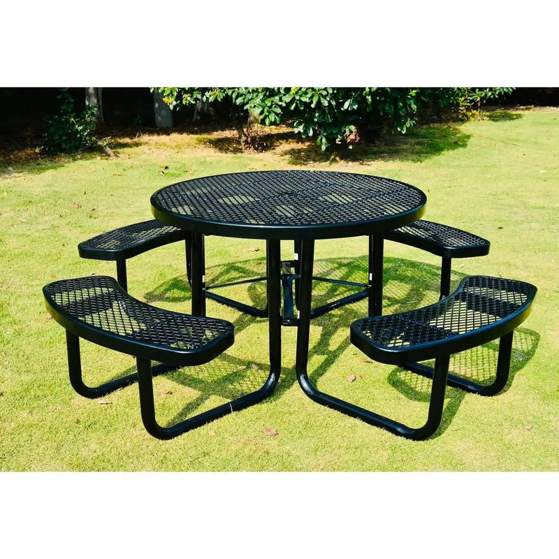 Heavy Duty Steel Metal Round Picnic Table w/ 4 Benches Outdoor Patio Dining Set by HomePacific
