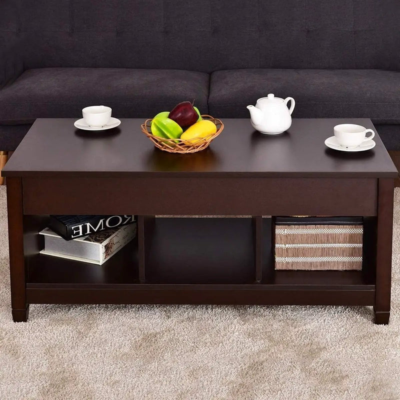 Brown Wood Lift Top Coffee Table with Hidden Storage Space by HomePacific