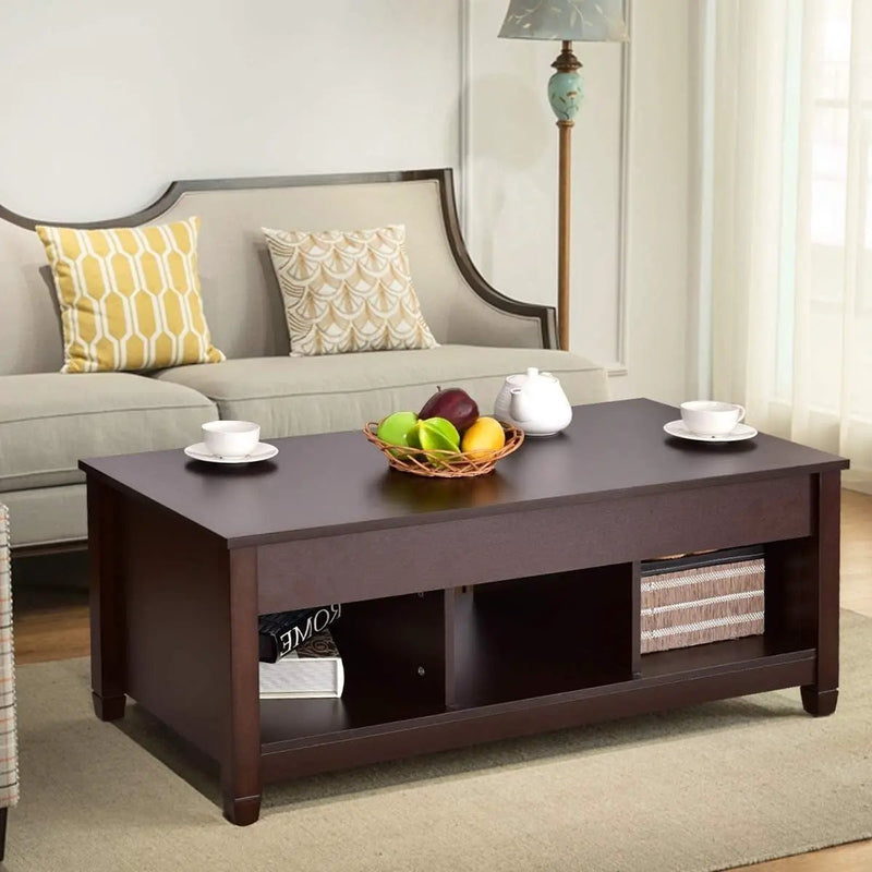 Brown Wood Lift Top Coffee Table with Hidden Storage Space by HomePacific