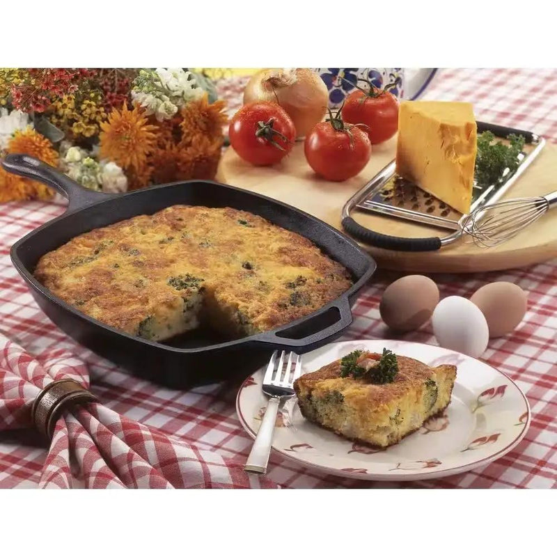 10.5-inch Square Cast Iron Skillet Frying Pan - Made in USA by HomePacific