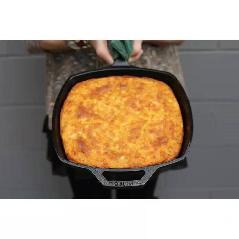 10.5-inch Square Cast Iron Skillet Frying Pan - Made in USA by HomePacific