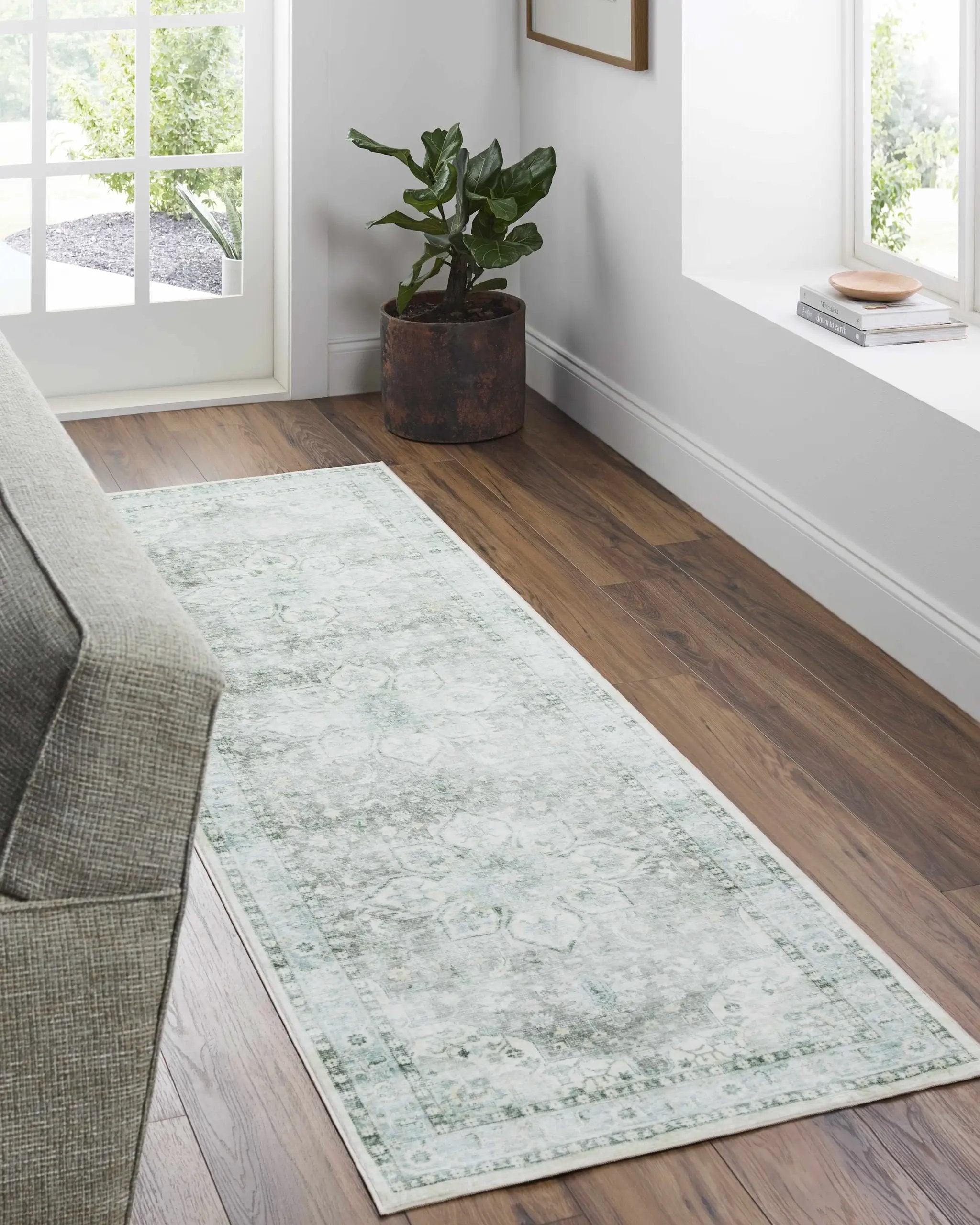 Lotan Green Medallion Washable Area Rug by Boutique Rugs