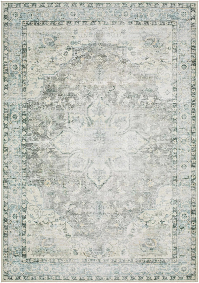 Lotan Green Medallion Washable Area Rug by Boutique Rugs