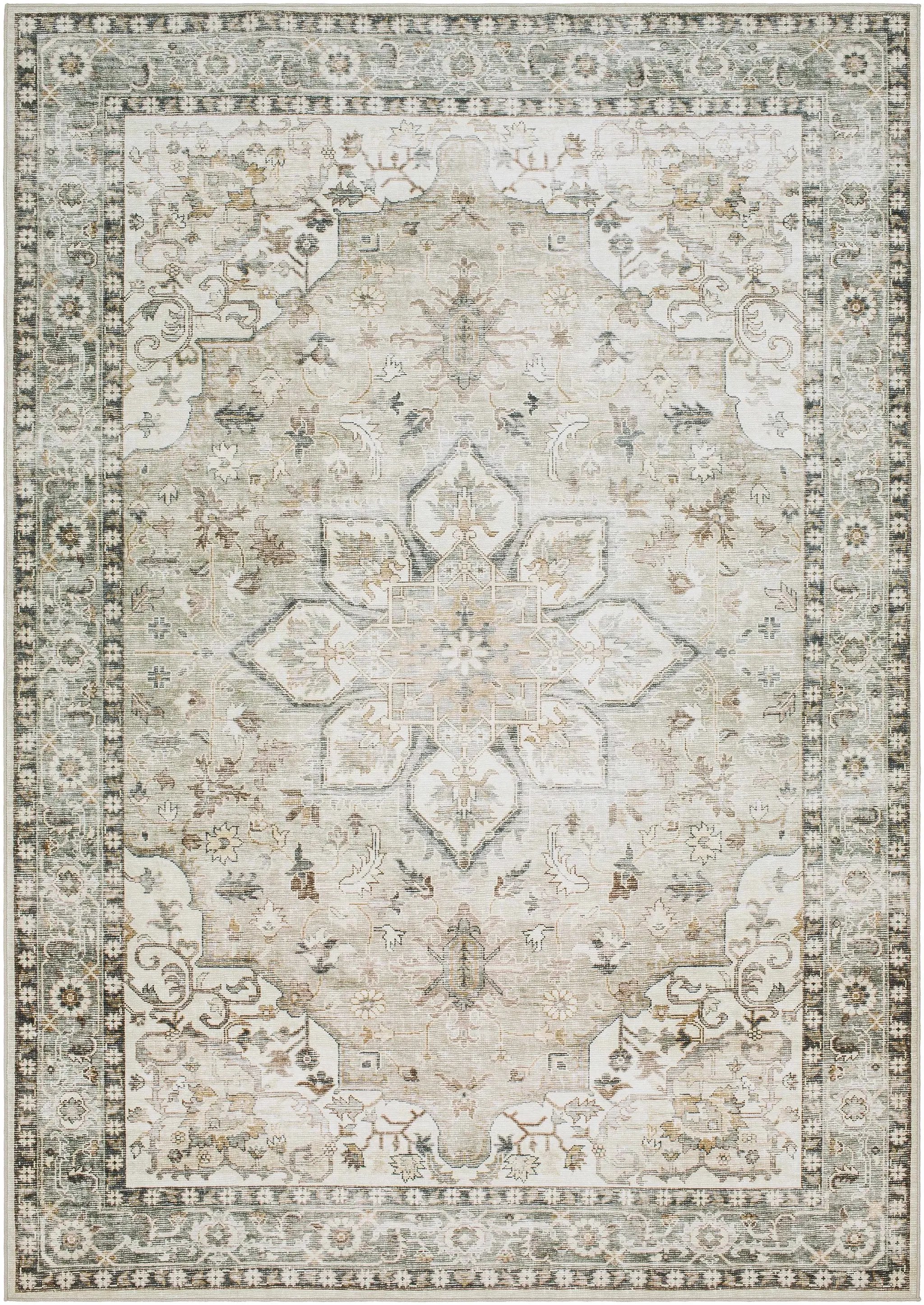 Lotan Sage Medallion Washable Area Rug by Boutique Rugs