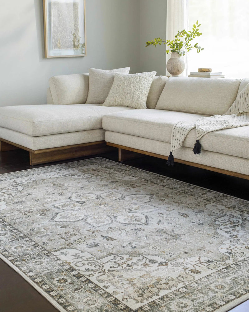 Lotan Sage Medallion Washable Area Rug by Boutique Rugs