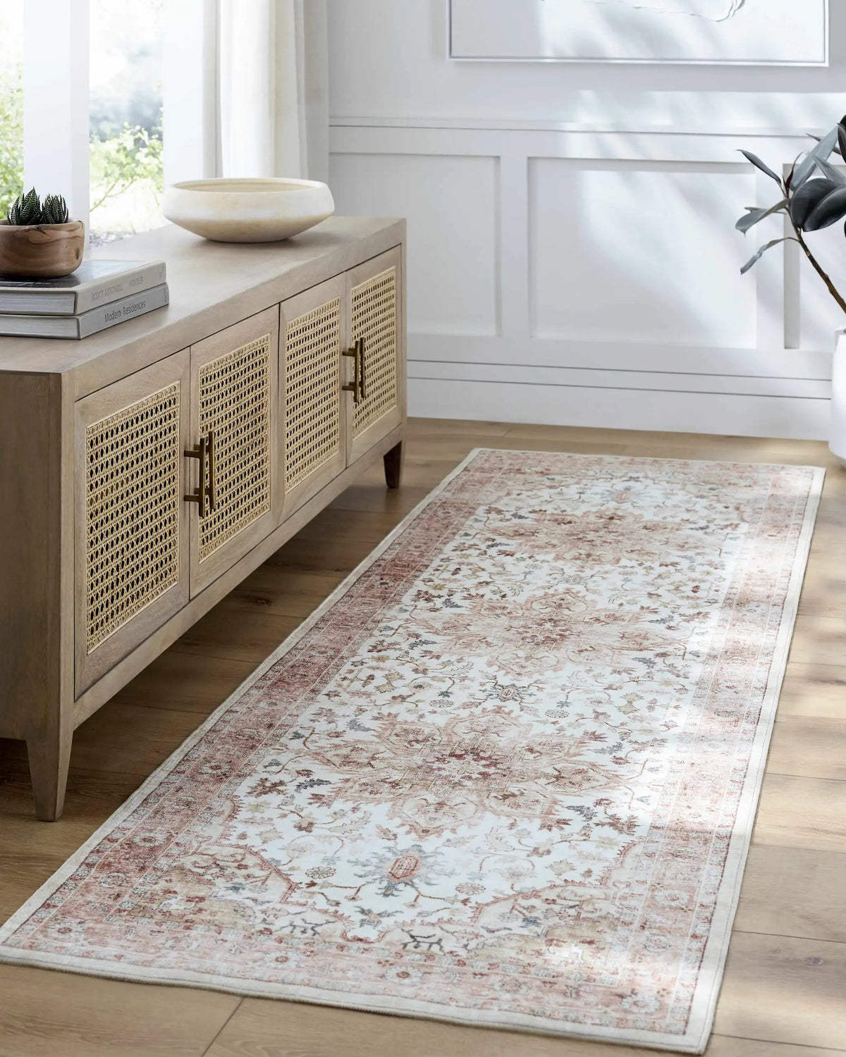 Lotan Pink Medallion Washable Area Rug - Clearance, installed in a room 2