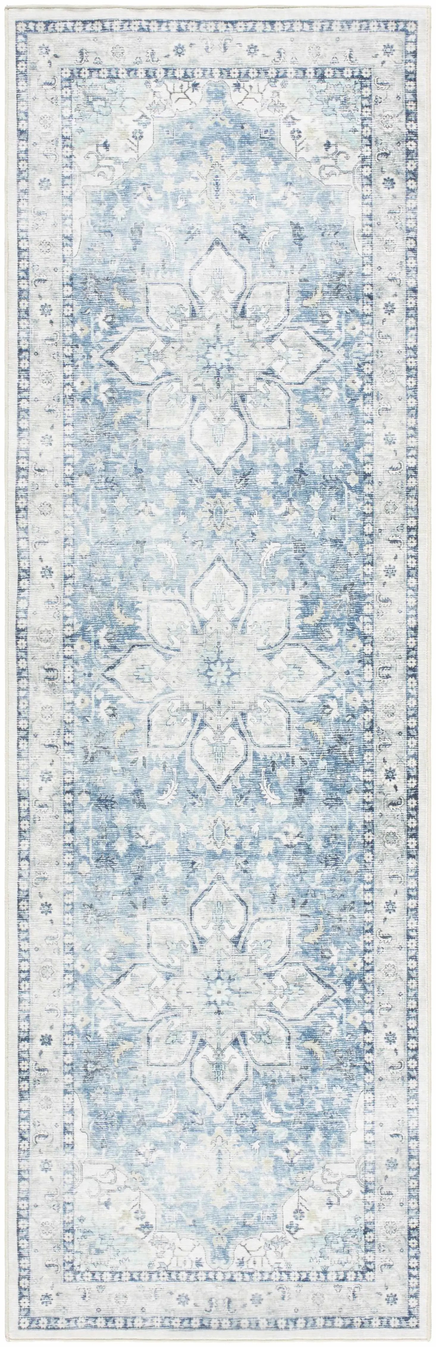 Lotan Blue Medallion Washable Area Rug - Clearance by Boutique Rugs