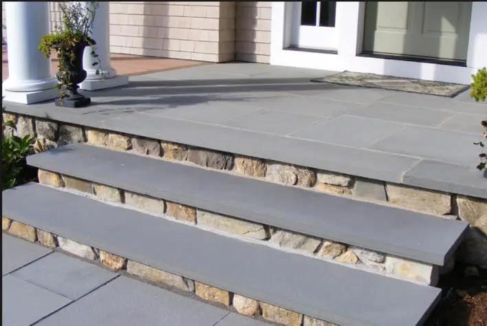 Mountain Blue Flamed Sandstone Pool Copings 16x96 in a finished room