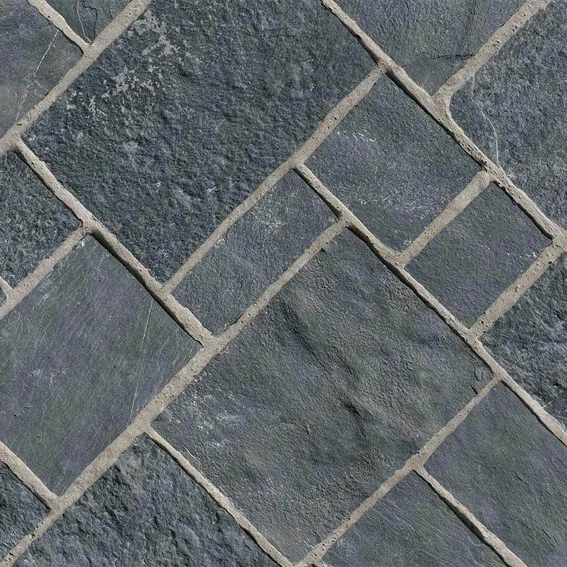 Midnight Canyon Squares Rectangles Natural Limestone Pavers angled view