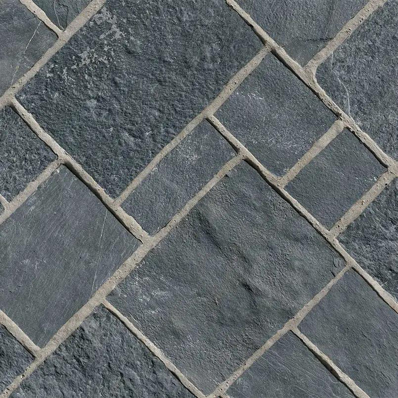 Midnight Canyon Squares Rectangles Natural Limestone Pavers angled view