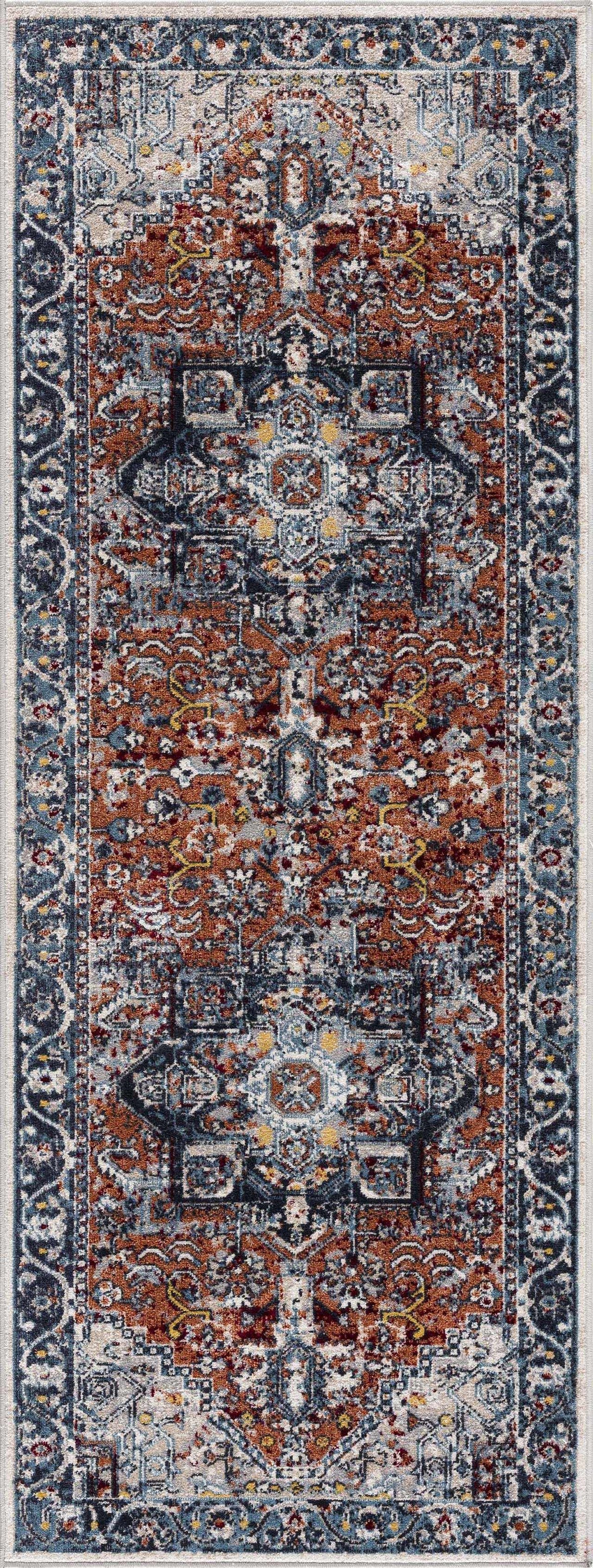 Cabacungan Blue & Rust Washable Area Rug - Clearance, photo 11 of 17