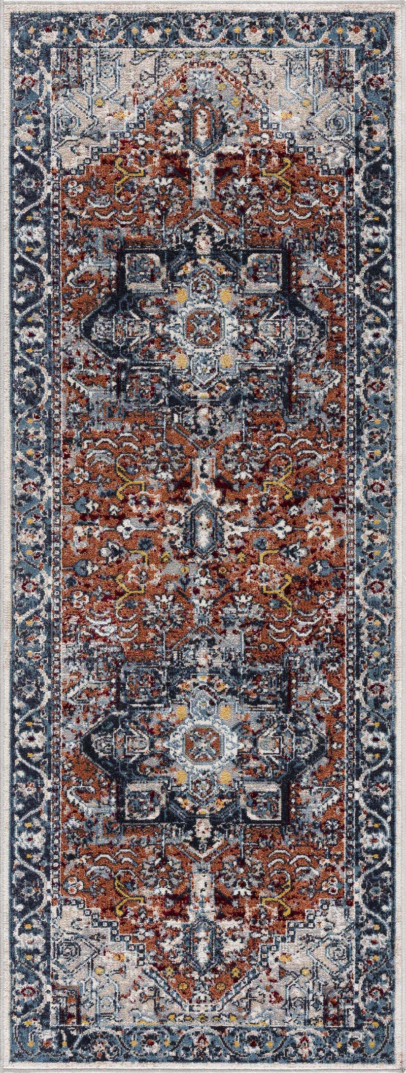 Cabacungan Blue & Rust Washable Area Rug by Hauteloom