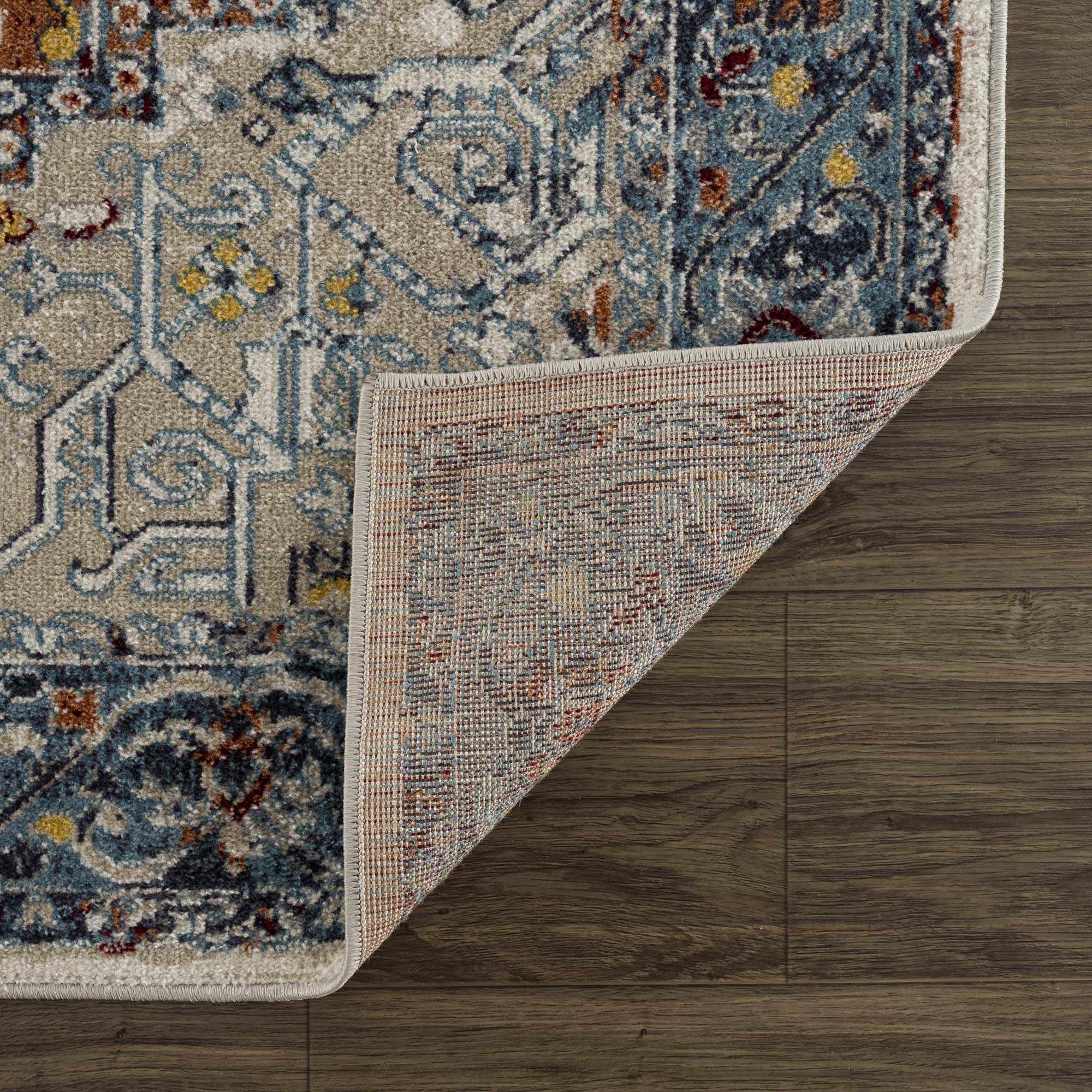 Cabacungan Blue & Rust Washable Area Rug - Clearance by Boutique Rugs